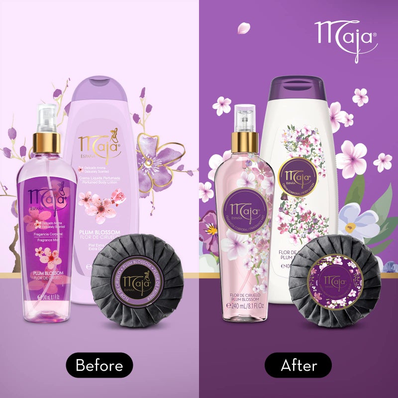 Maja Plum Blossom Perfumed Body Mist with Floral and Fruity notes to refresh yourself any time, Transparent Purple, 8.1 Fl Oz, Spray Bottle - Image 4
